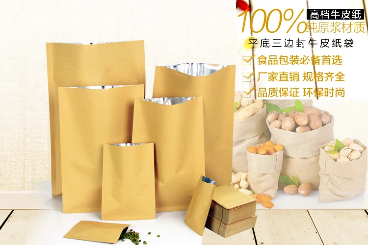 Food Storage In Mylar Bags - 8*12cm Open Top Brown Kraft Paper