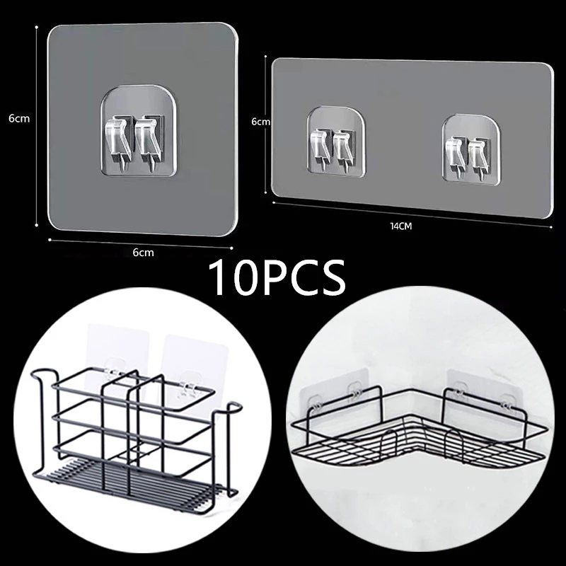 Food Storage Shelving - 10PCS Transparent Hanging Shelf Hooks Wall