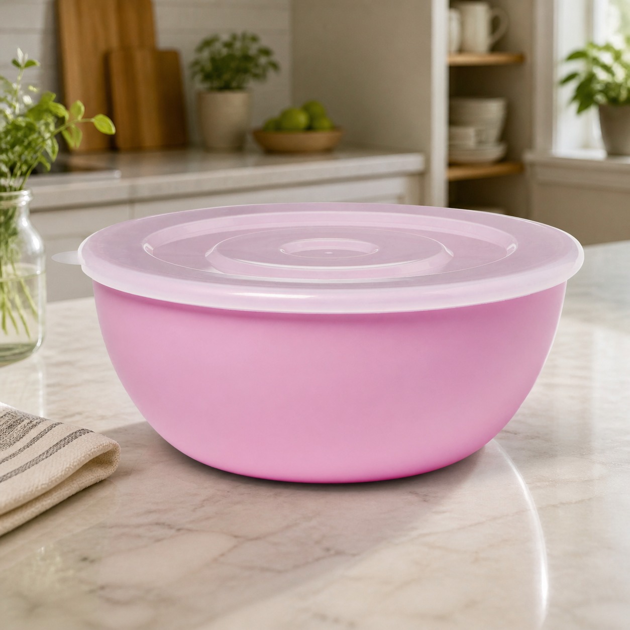 Food Storage Containers With Lids - Pink Bowl With Matching Lid, Durable