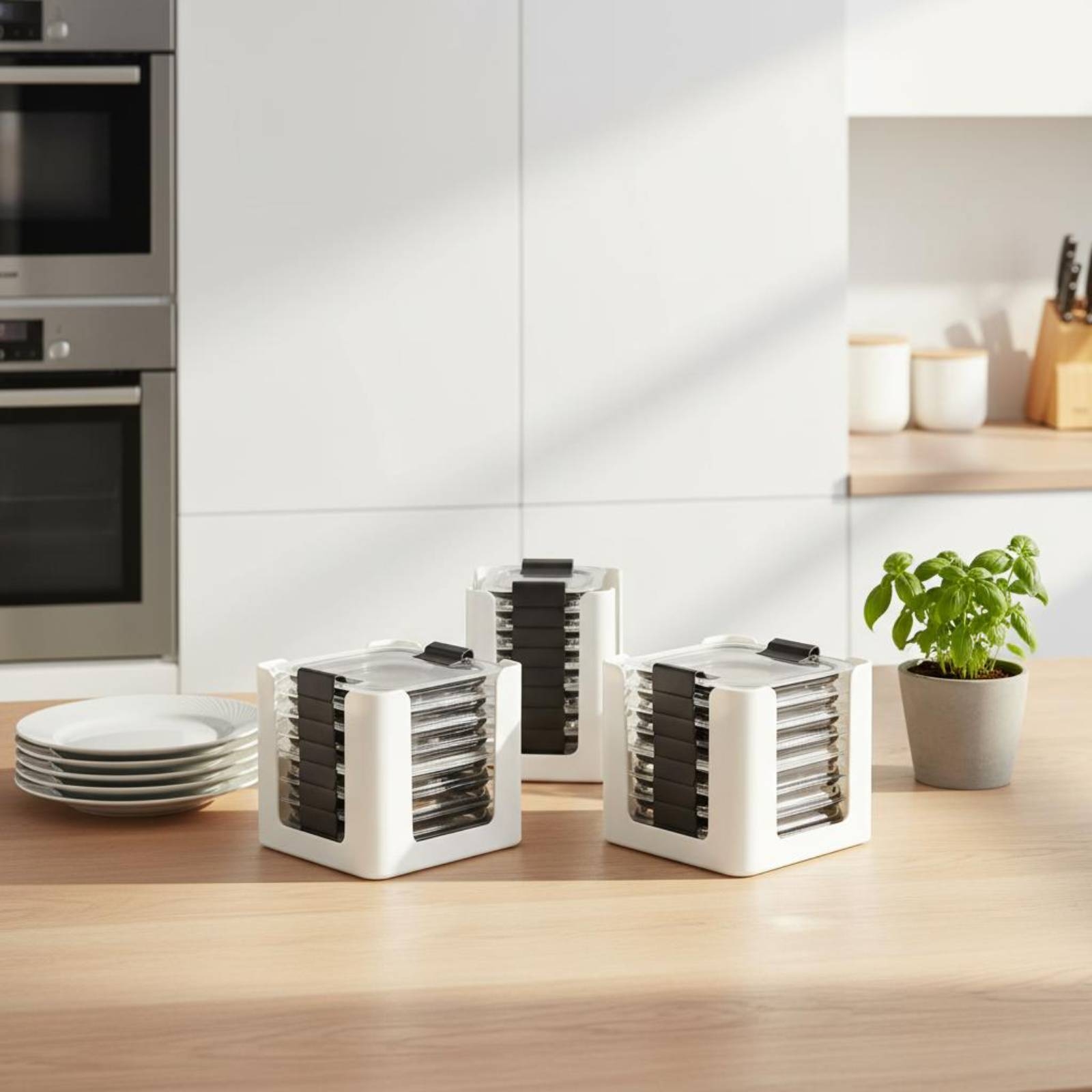 Food Storage Containers With Lids - 3 Pieces Lid Storage Rack Rectangular