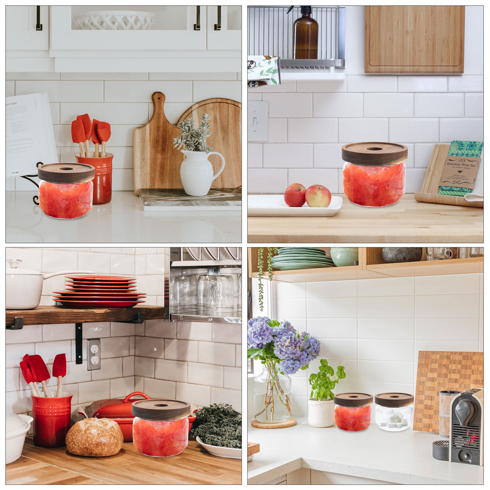 350Ml Clear Heat-Resistant Gla - Food Storage Jars With Wooden Lids 评论和价格