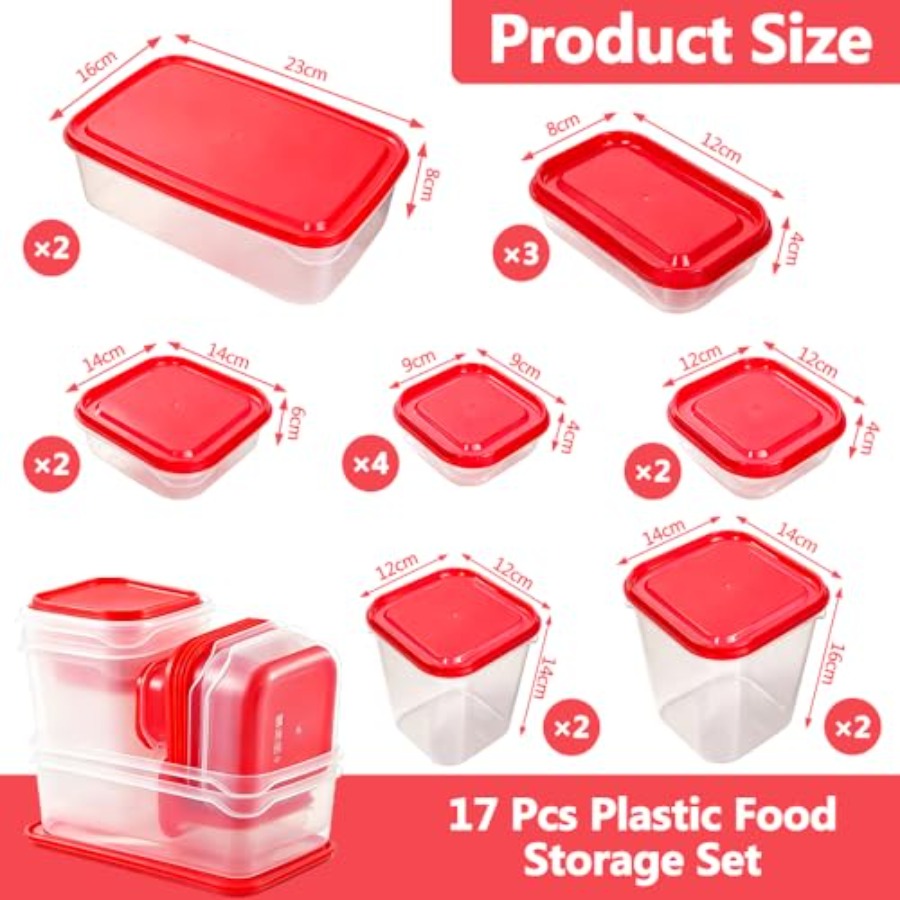 17Pcs Plastic Food Storage Set - Food Storage Containers With Lids 评论和价格