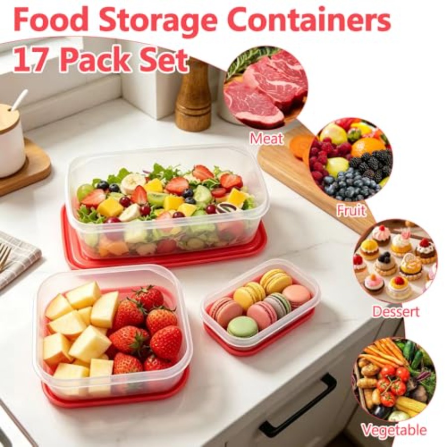 17Pcs Plastic Food Storage Set - Food Storage Containers With Lids 评论和价格