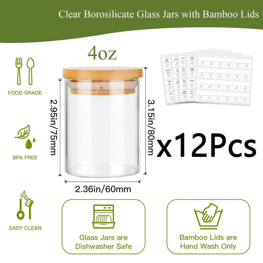 4oz Glass Spice Jars with Bamb - Food Storage Jars With Wooden Lids 评论和价格