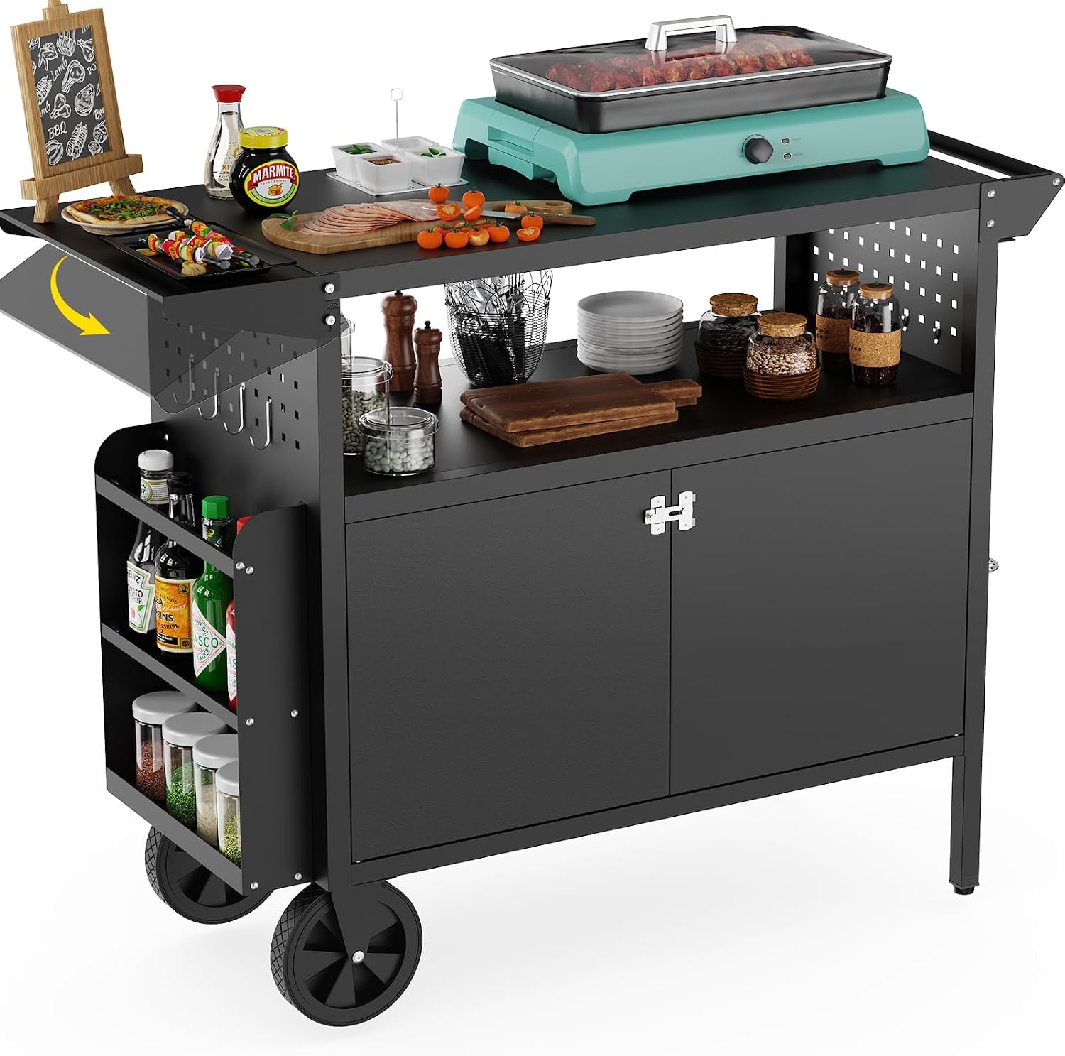 Outdoor Grill Cart Table With  - Food Storage For Camping 评论和价格