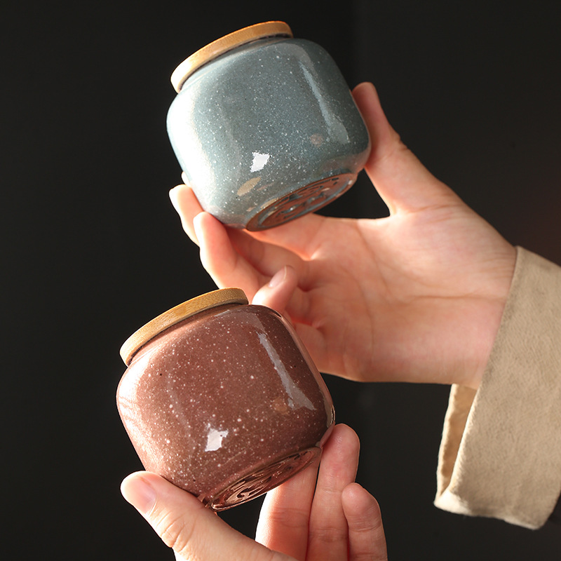 Ceramic Mini Jar with Wooden L - Food Storage Jars With Wooden Lids 评论和价格