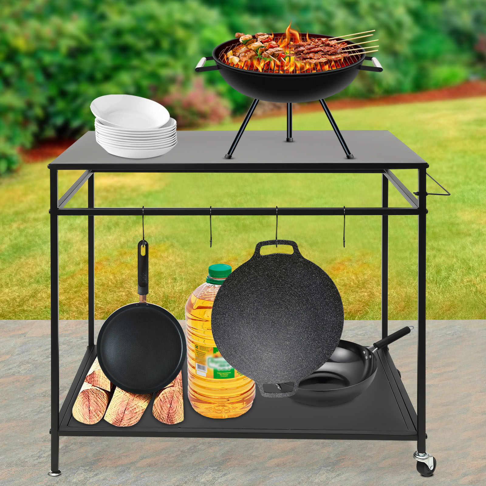 Double-Shelf Movable Cooking T - Food Storage Shelving 评论和价格