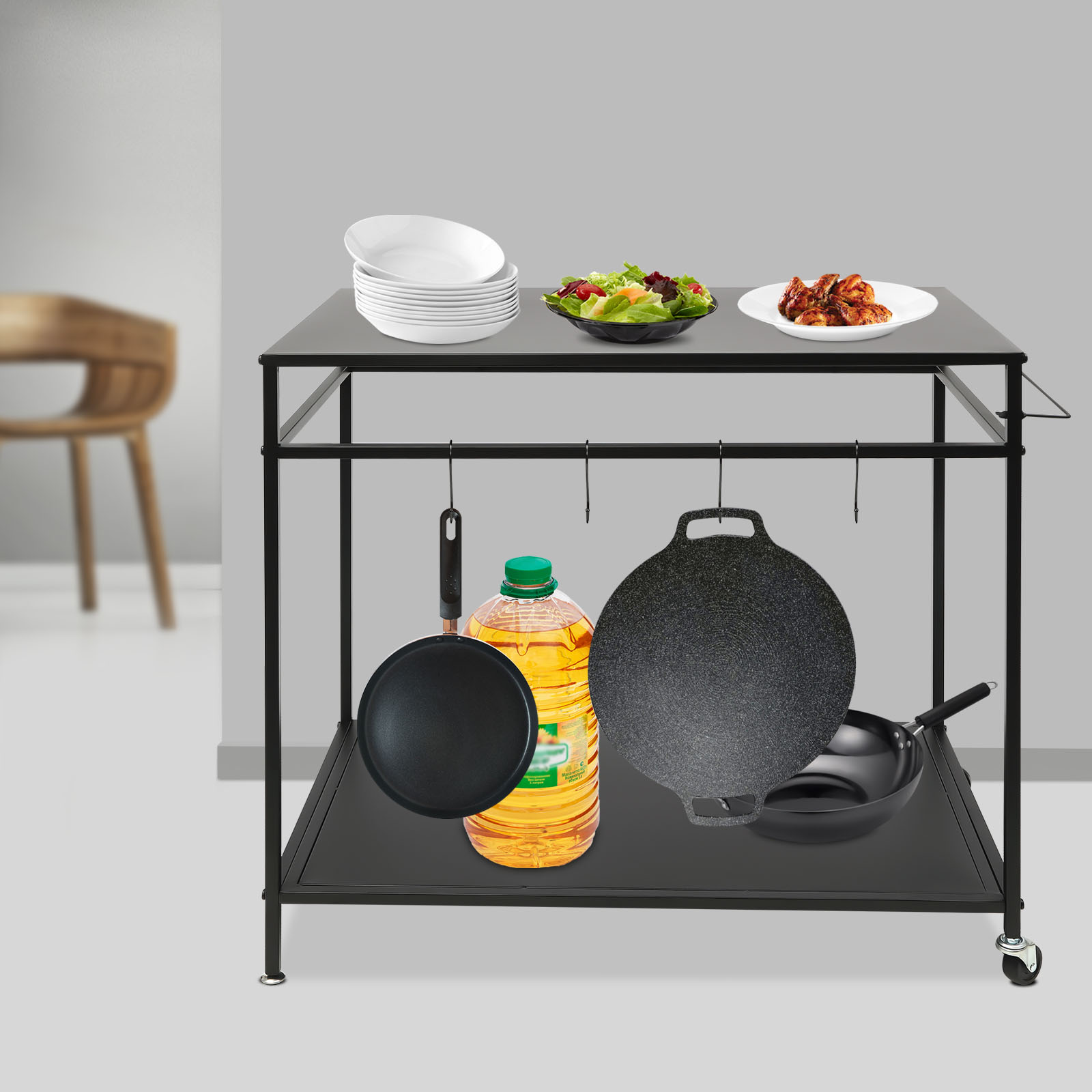Double-Shelf Movable Cooking T - Food Storage Shelving 评论和价格