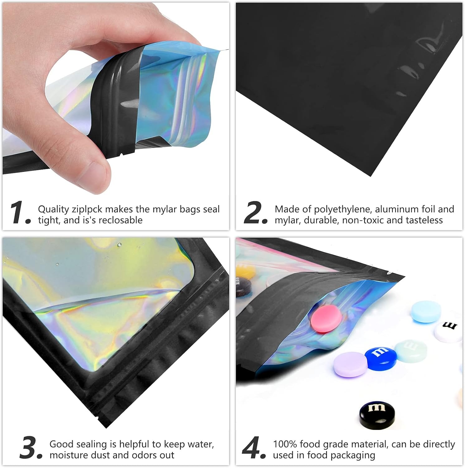 100ps Mylar Bags Custom Logo P - Food Storage In Mylar Bags 评论和价格