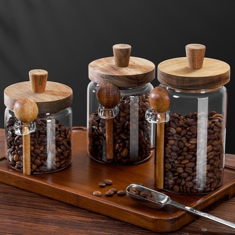 ABJI-Glass Jar With Wooden Lid - Food Storage Jars With Wooden Lids 评论和价格