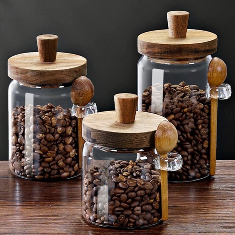 ABJI-Glass Jar With Wooden Lid - Food Storage Jars With Wooden Lids 评论和价格