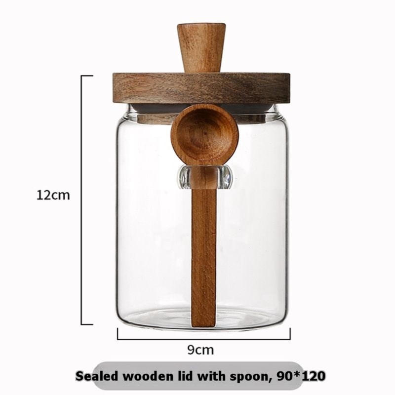 ABJI-Glass Jar With Wooden Lid - Food Storage Jars With Wooden Lids 评论和价格