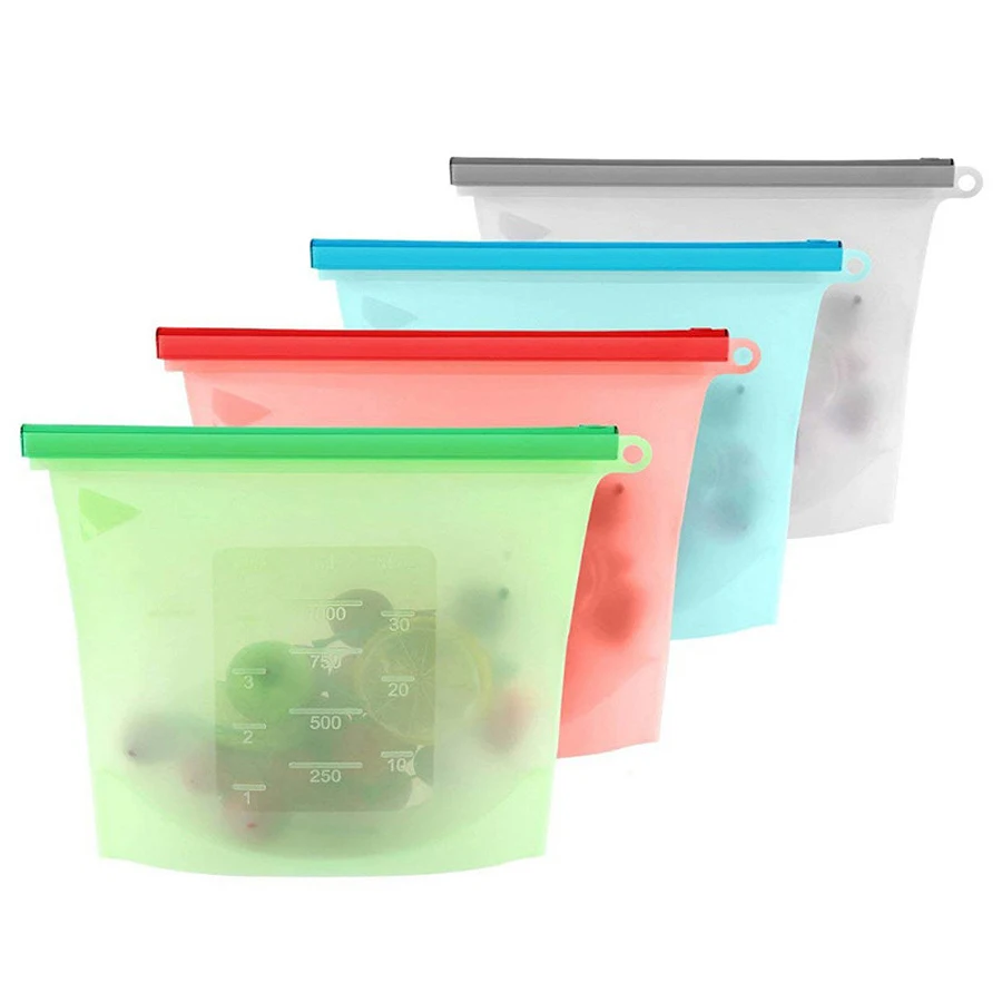 1000ml Reusable Silicone Food  - Food Storage Silicone Bags 评论和价格