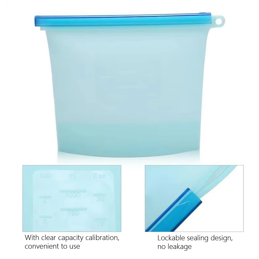 1000ml Reusable Silicone Food  - Food Storage Silicone Bags 评论和价格