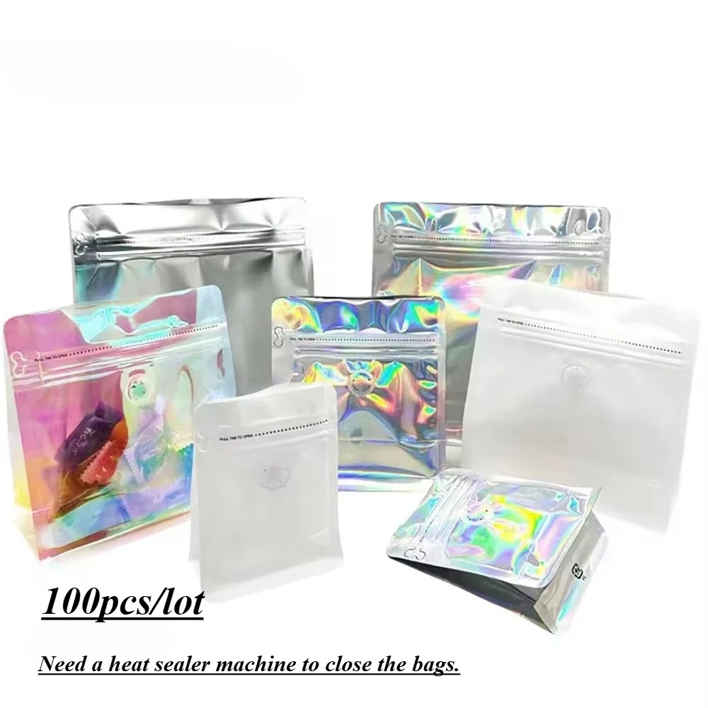 100pcs Pink Rainbow Laser Holo - Food Storage In Mylar Bags 评论和价格