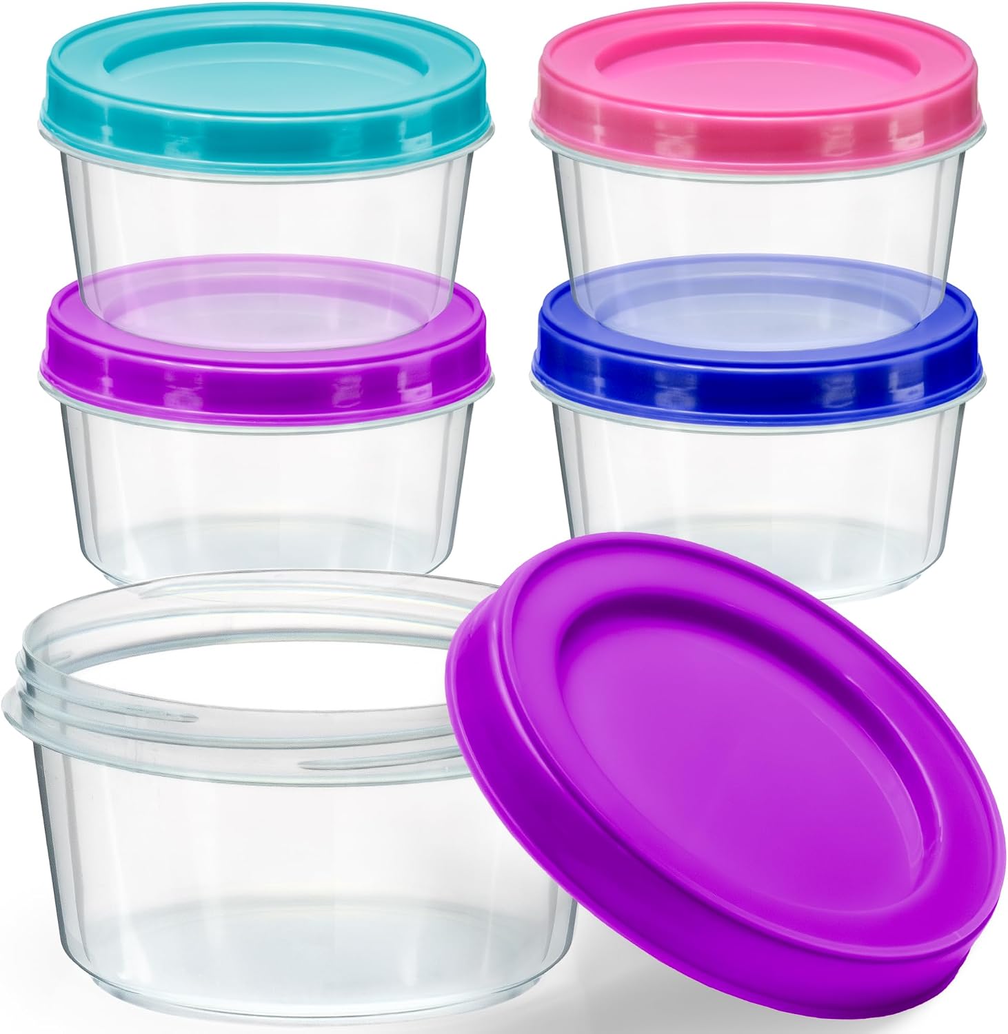 4 Pack - 7 oz Plastic Food Sto - Food Storage Jars With Wooden Lids 评论和价格