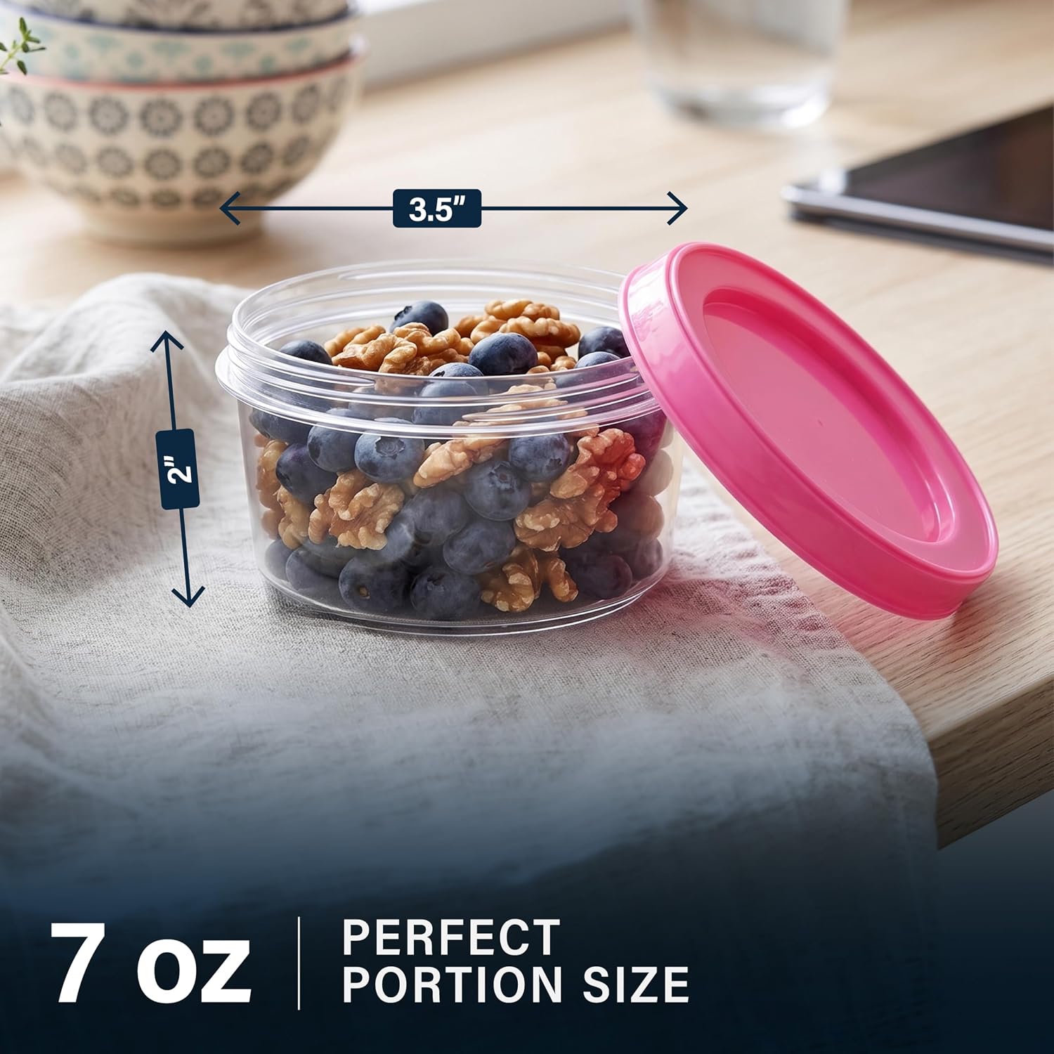4 Pack - 7 oz Plastic Food Sto - Food Storage Jars With Wooden Lids 评论和价格