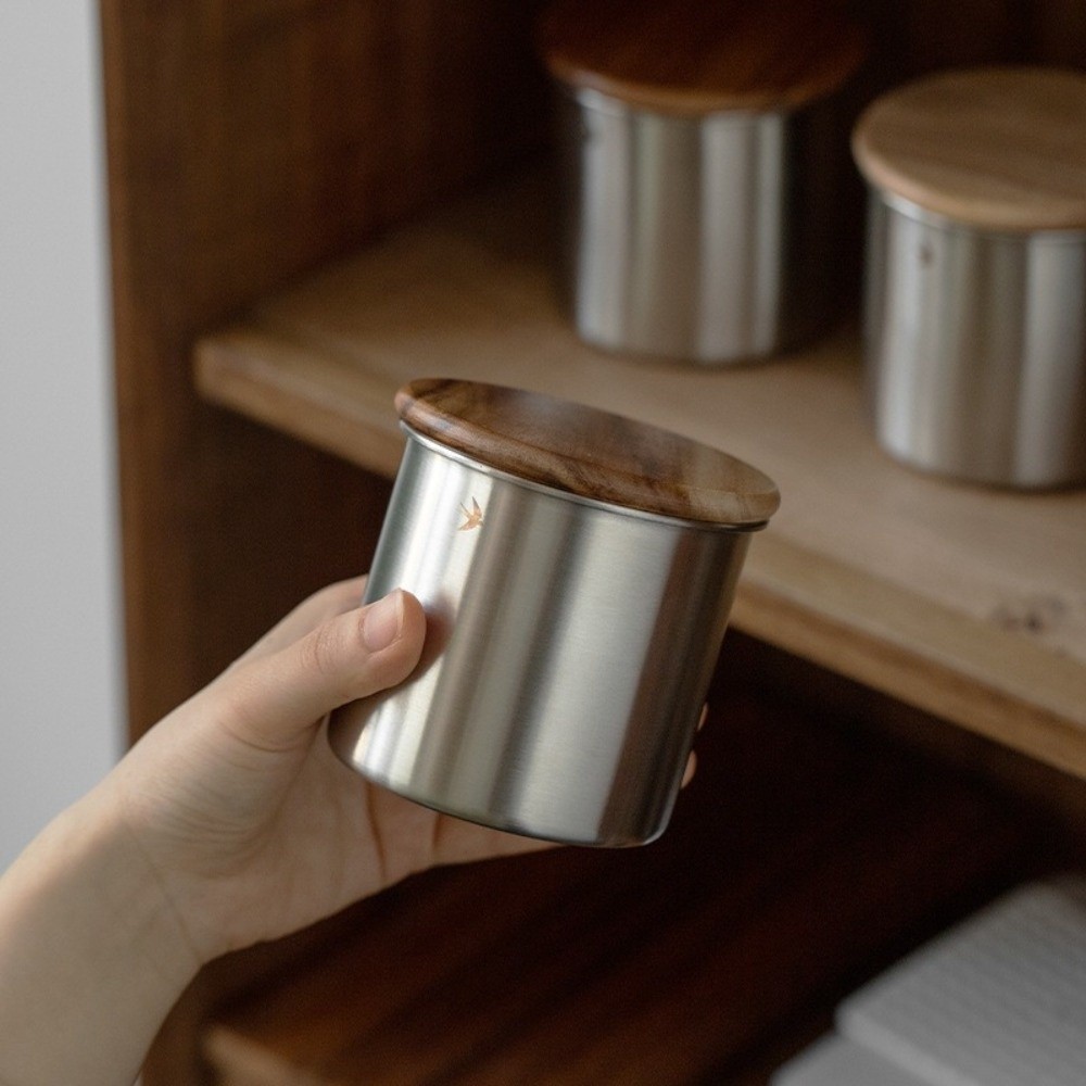 New Stainless Steel Matcha Jar - Food Storage Jars With Wooden Lids 评论和价格