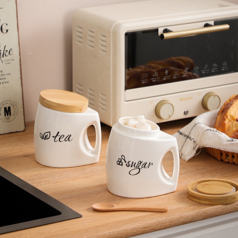 Ceramic Storage Jar with Bambo - Food Storage Jars With Wooden Lids 评论和价格