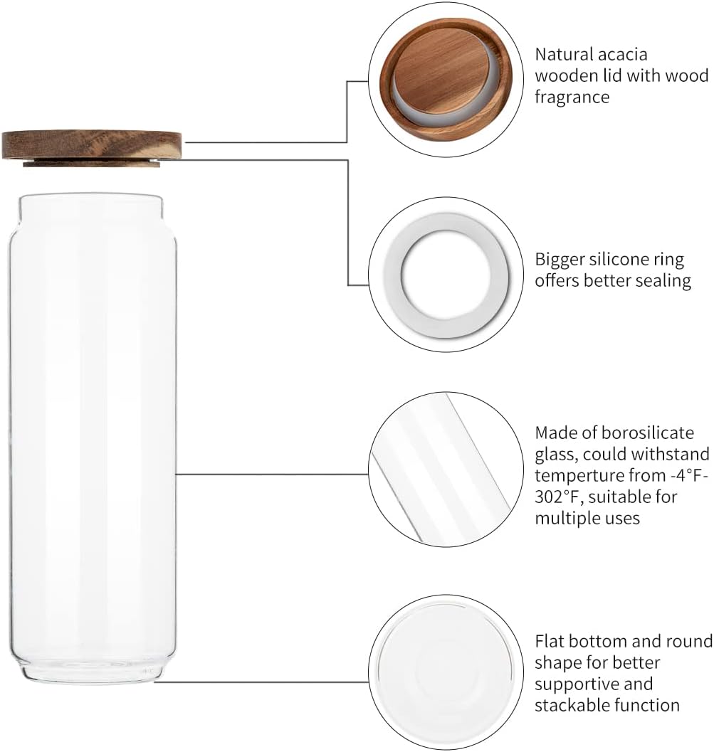 4 Pack 34 OZ Glass Jars with W - Food Storage Jars With Wooden Lids 评论和价格