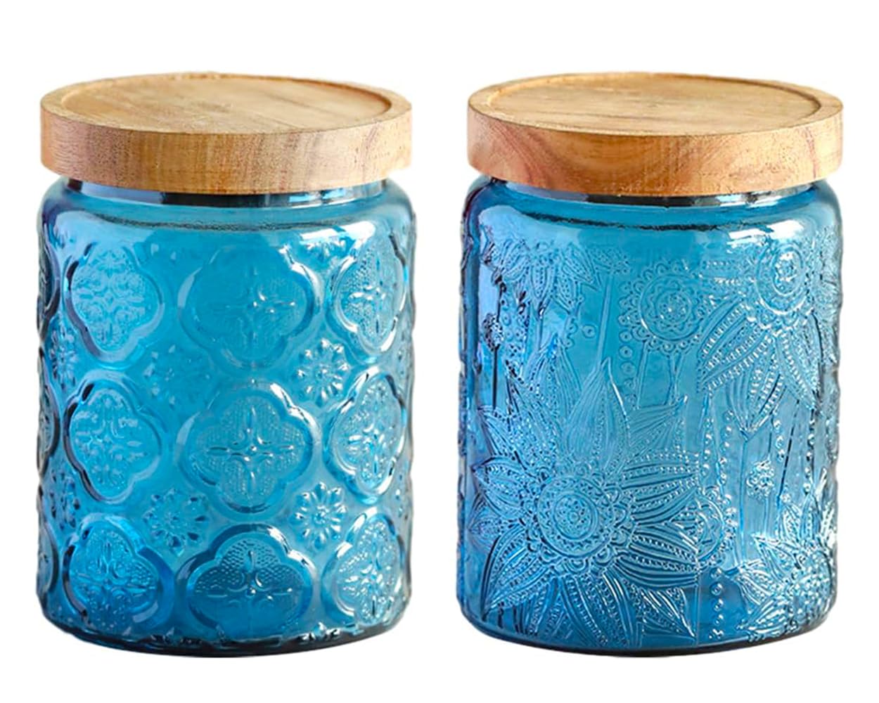 Vintage Glass Kitchen Storage  - Food Storage Jars With Wooden Lids 评论和价格