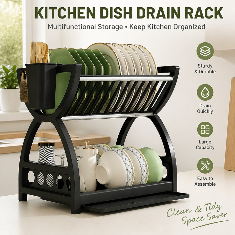 2 Tier Dish Drying Rack Kitche - Food Storage Shelving 评论和价格