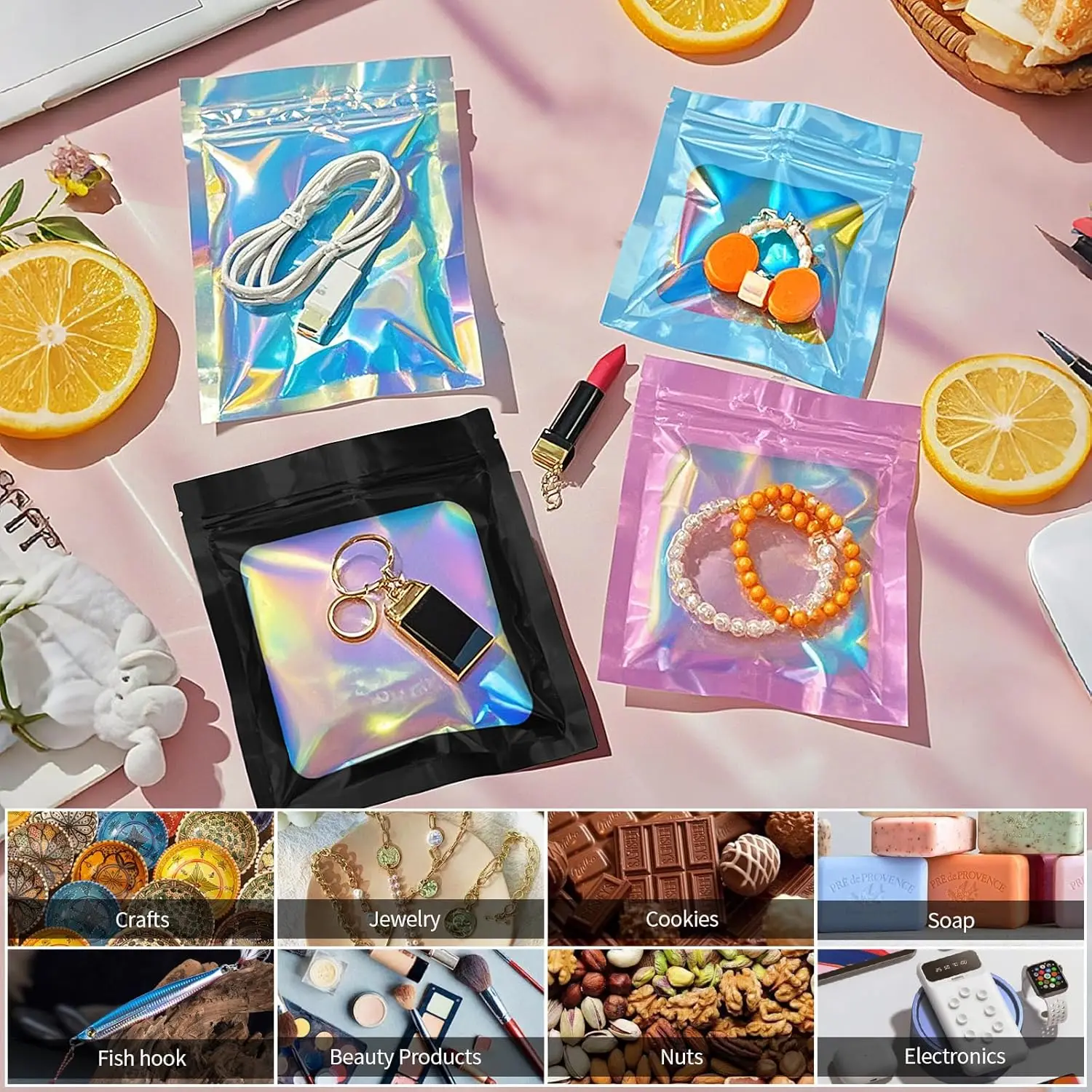 Resealable Holographic Rainbow - Food Storage In Mylar Bags 评论和价格