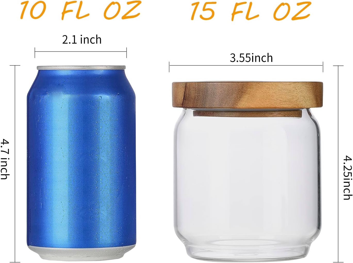 4 Pack 15oz Clear Glass Jars w - Food Storage Jars With Wooden Lids 评论和价格