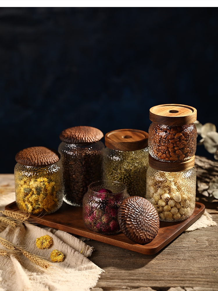 Acacia wooden lid glass multig - Food Storage Jars With Wooden Lids 评论和价格