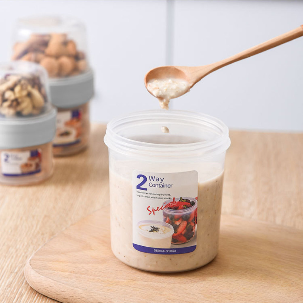 Double Layer Leakproof Food Ca - Food Storage Jars With Wooden Lids 评论和价格
